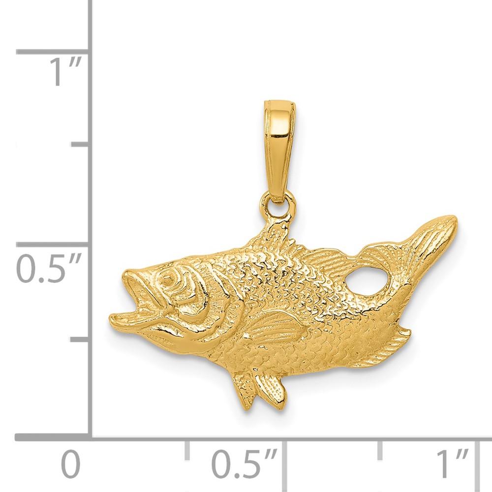 14k Open Mouthed Bass Fish Pendant (K3044)