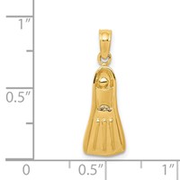 14K Yellow Gold 3-D Scuba Flipper Pendant view 4