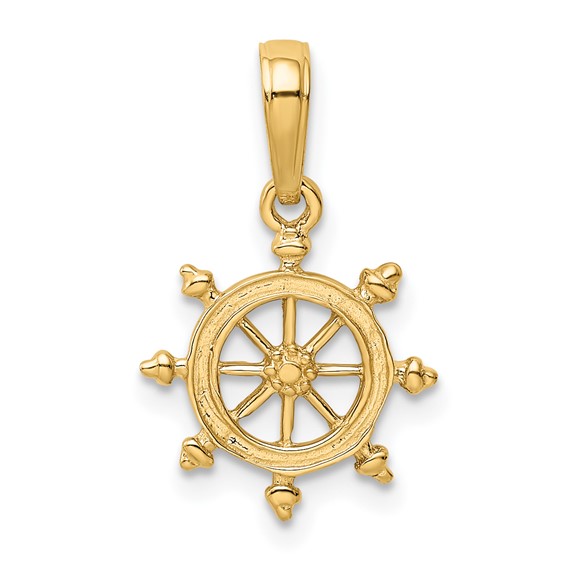 Gold Polished Ship Wheel Pendants