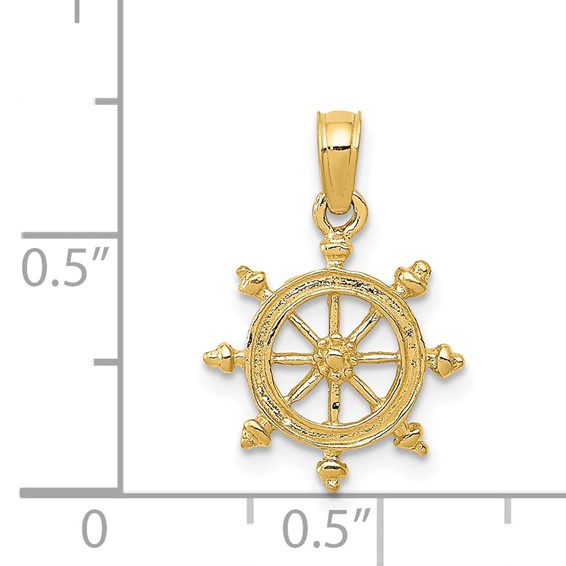 Gold Polished Ship Wheel Pendants