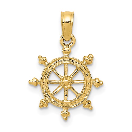 14K Yellow Gold Ship Wheel Pendant