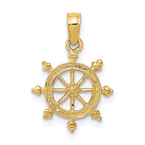 Gold Polished Ship Wheel Pendants
