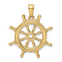 14K 3-D Ships Wheel Pendant view 3