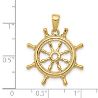 14K 3-D Ships Wheel Pendant view 4