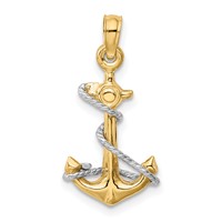 14K Two-Tone 3-D Anchor Pendant with Rope view 3