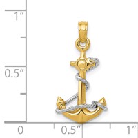 14K Two-Tone 3-D Anchor Pendant with Rope view 4