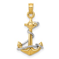 14K Two-Tone 3-D Anchor Pendant with Rope view 1