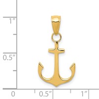 14K Yellow Gold Anchor Pendant view 4
