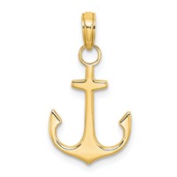 14K Yellow Gold Anchor Pendant view 1