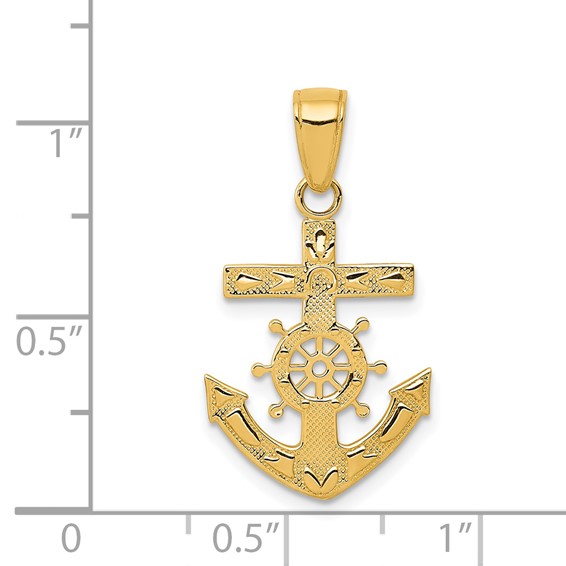 Gold Polished Anchor and Wheel Pendants