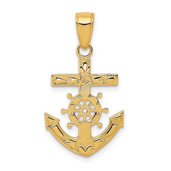Gold Polished Anchor and Wheel Pendants