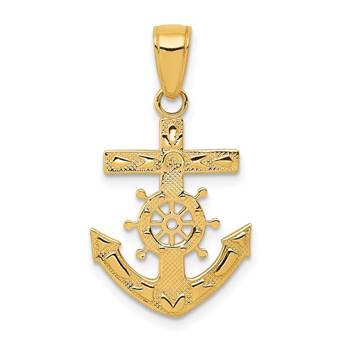 14K Yellow Gold Mariner's Cross Pendant