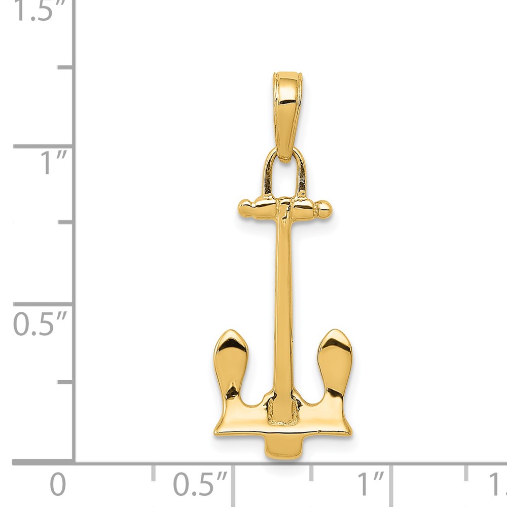 14K  3D Navy Anchor Pendant (K3077)