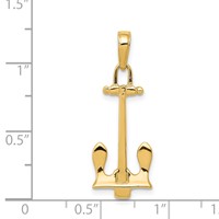 14K Yellow Gold 3-D Navy T-Bar Anchor Pendant view 4
