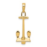 14K Yellow Gold 3-D Navy T-Bar Anchor Pendant view 1