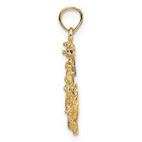 14K Yellow Gold Small Anchor Pendant with Rope and Ships Wheel view 2