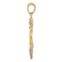 14K and White Rhodium Anchor Pendant with Rope and Ships Wheel view 2