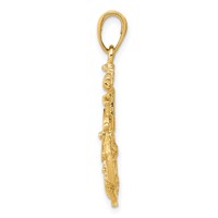 14K Yellow Gold Medium Anchor Pendant with Rope and Ships Wheel view 2