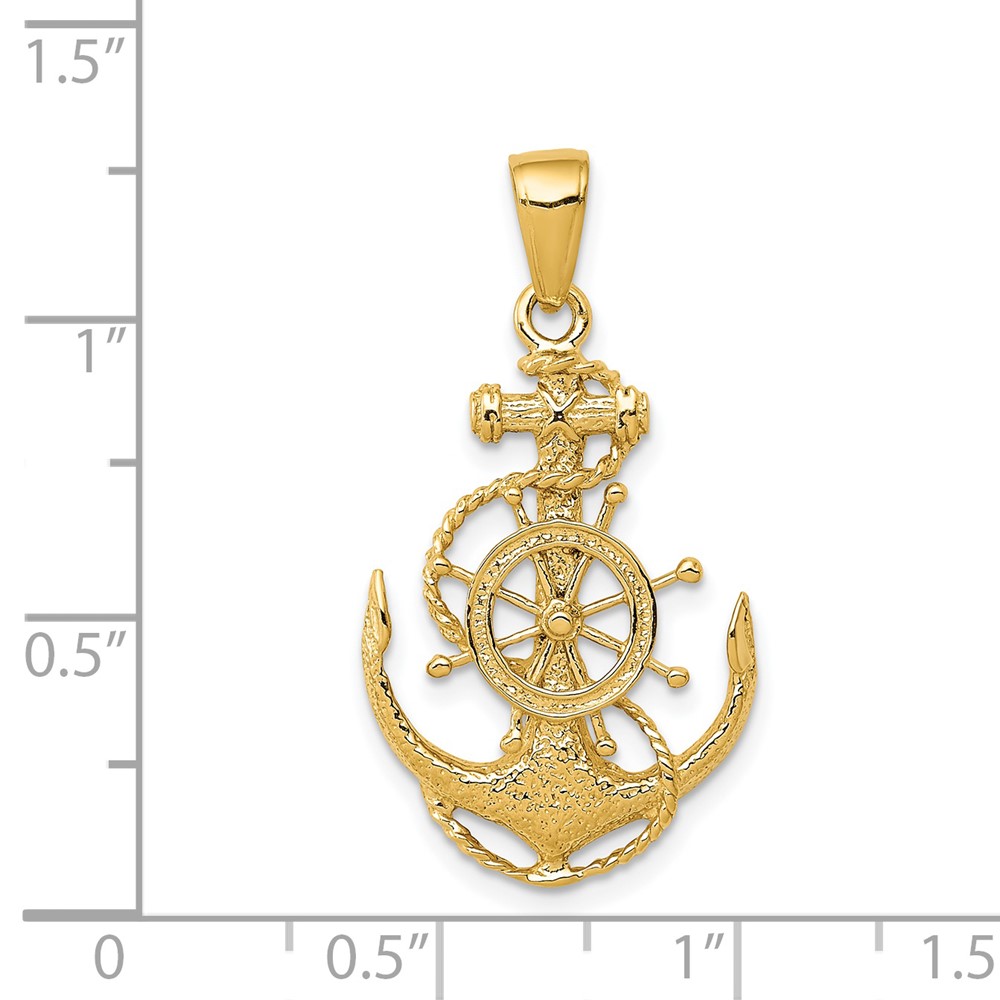 14k Medium Anchor w/Wheel Pendant (K3080)