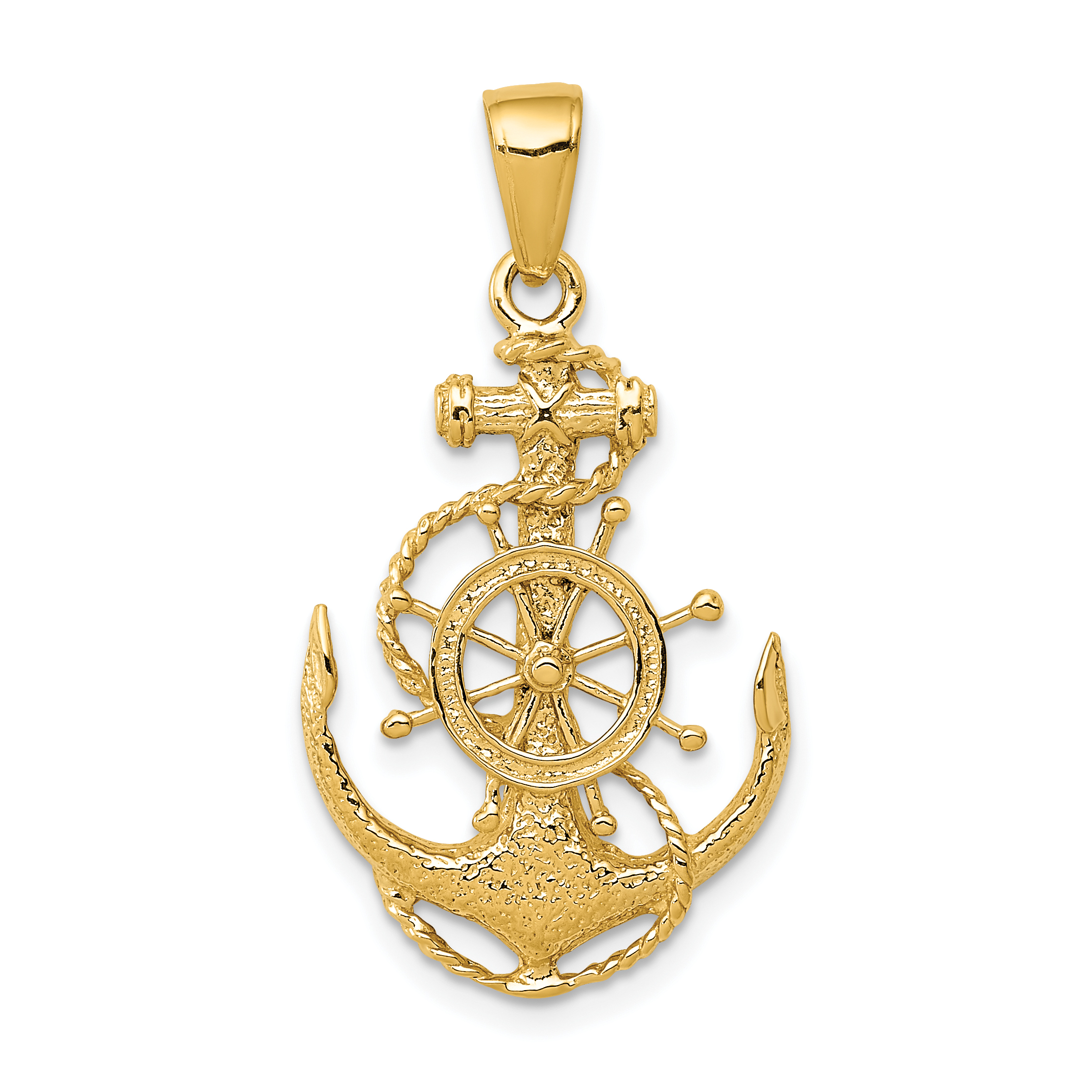 14k Medium Anchor w/Wheel Pendant (K3080)