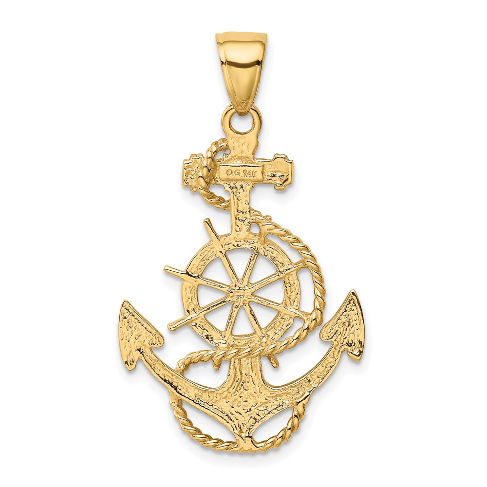 14k Large Anchor w/Wheel Pendant (K3083)