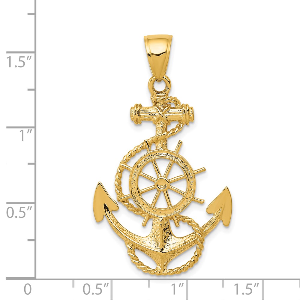 14k Large Anchor w/Wheel Pendant (K3083)