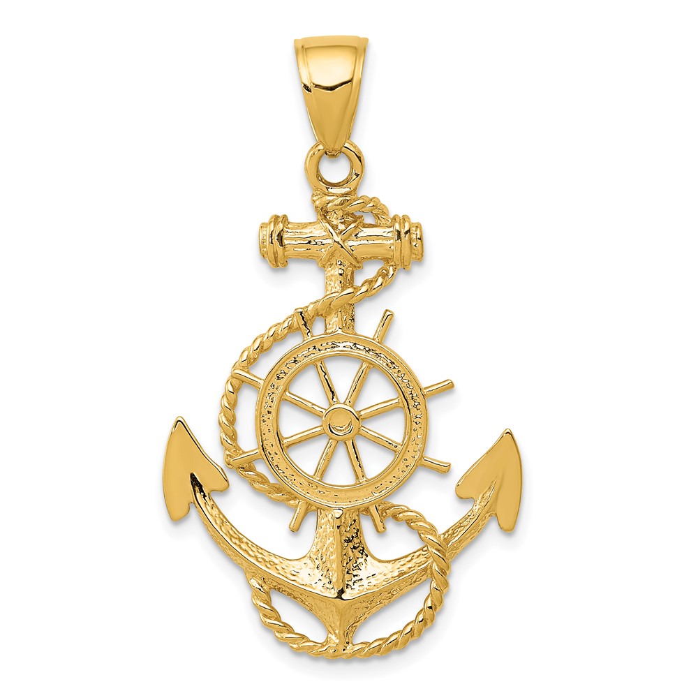 14k Large Anchor w/Wheel Pendant (K3083)