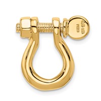 14K Yellow Gold 3-D Large Shackle Link Pendant with Moveable Screw view 3