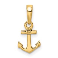 14K Yellow Gold Mini Anchor Pendant view 3