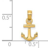 14K Yellow Gold Mini Anchor Pendant view 4