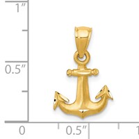 14K Yellow Gold Satin Diamond-cut Anchor Pendant view 4