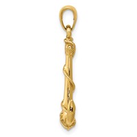 14K Yellow Gold 3-D Anchor Pendant with Rope view 2