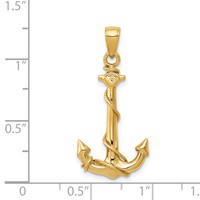 14K Yellow Gold 3-D Anchor Pendant with Rope view 4
