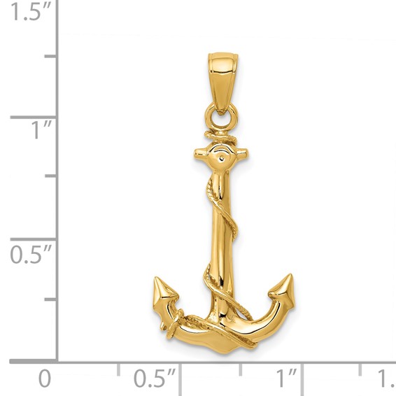 Gold Polished Anchor Pendant