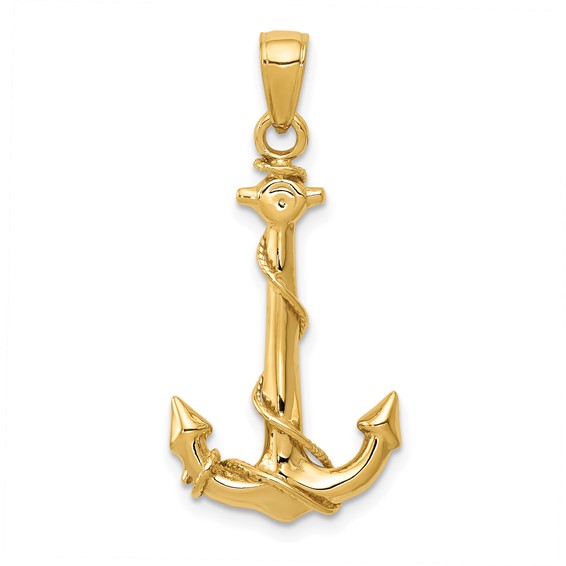 Gold Polished Anchor Pendant