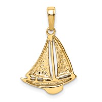 14K Yellow Gold Sailboat Pendant view 3