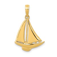 14K Yellow Gold Sailboat Pendant view 1