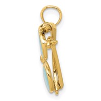 14K Yellow Gold 3-D Aqua Enameled Sunglasses Pendant with Moveable Sides view 2