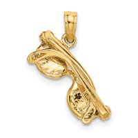 14K Yellow Gold 3-D Aqua Enameled Sunglasses Pendant with Moveable Sides view 3