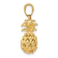 14K Yellow Gold 3-D Cut-out Pineapple Pendant view 2