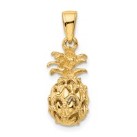 14K Yellow Gold 3-D Cut-out Pineapple Pendant view 3