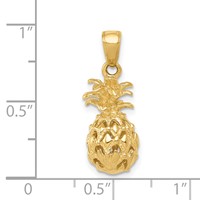 14K Yellow Gold 3-D Cut-out Pineapple Pendant view 4