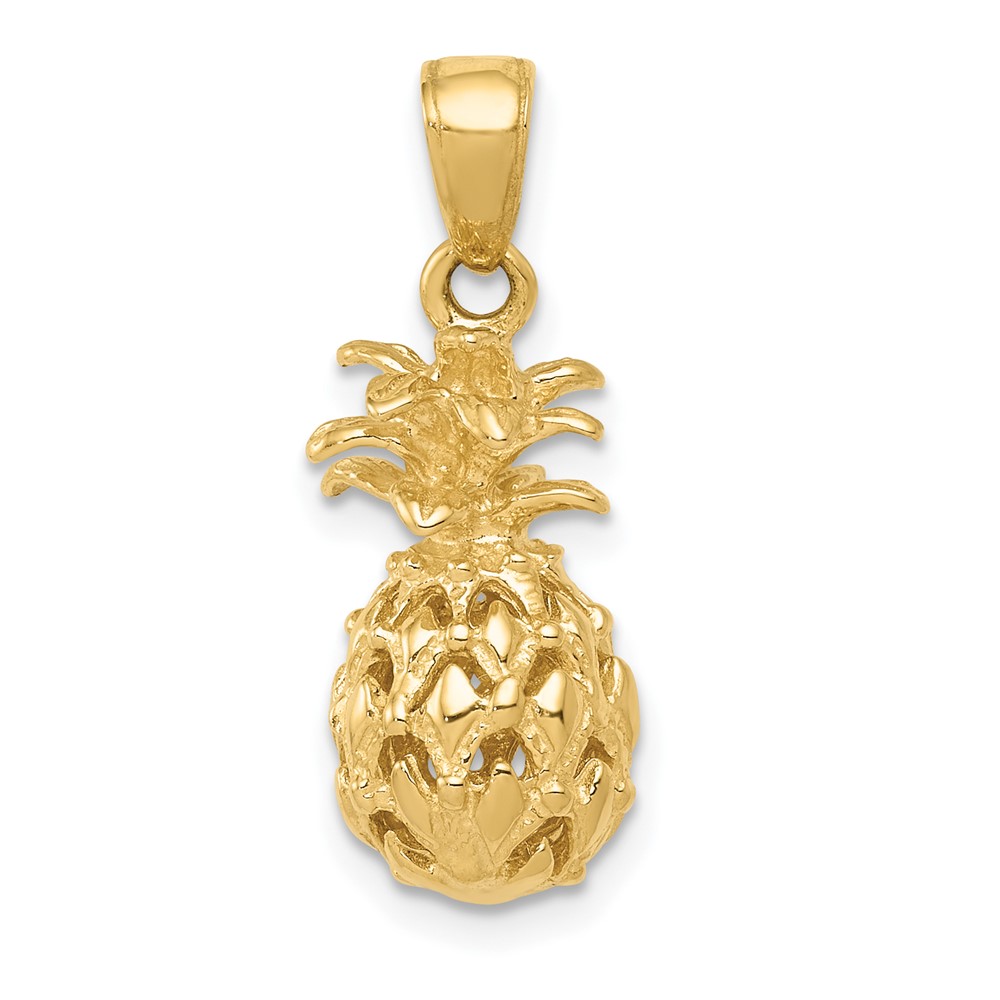 14K Yellow Gold 3-D Cut-out Pineapple Pendant