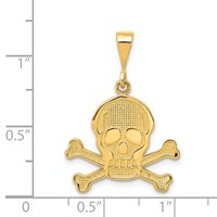 14K Yellow Gold Skull and Bones Pendant view 3