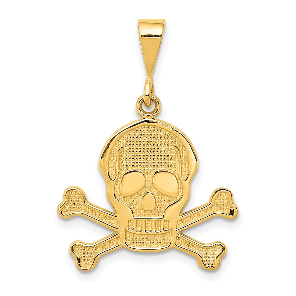 14K Yellow Gold Skull and Bones Pendant