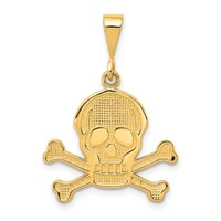 14K Yellow Gold Skull and Bones Pendant view 1