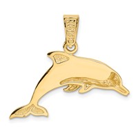 14K Yellow Gold Lab Created Opal Dolphin Pendant view 3