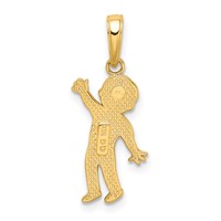 14K Yellow Gold Boy Waving Pendant view 3