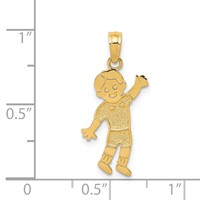 14K Yellow Gold Boy Waving Pendant view 4