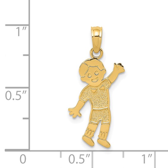 14K Boy Waving Pendant